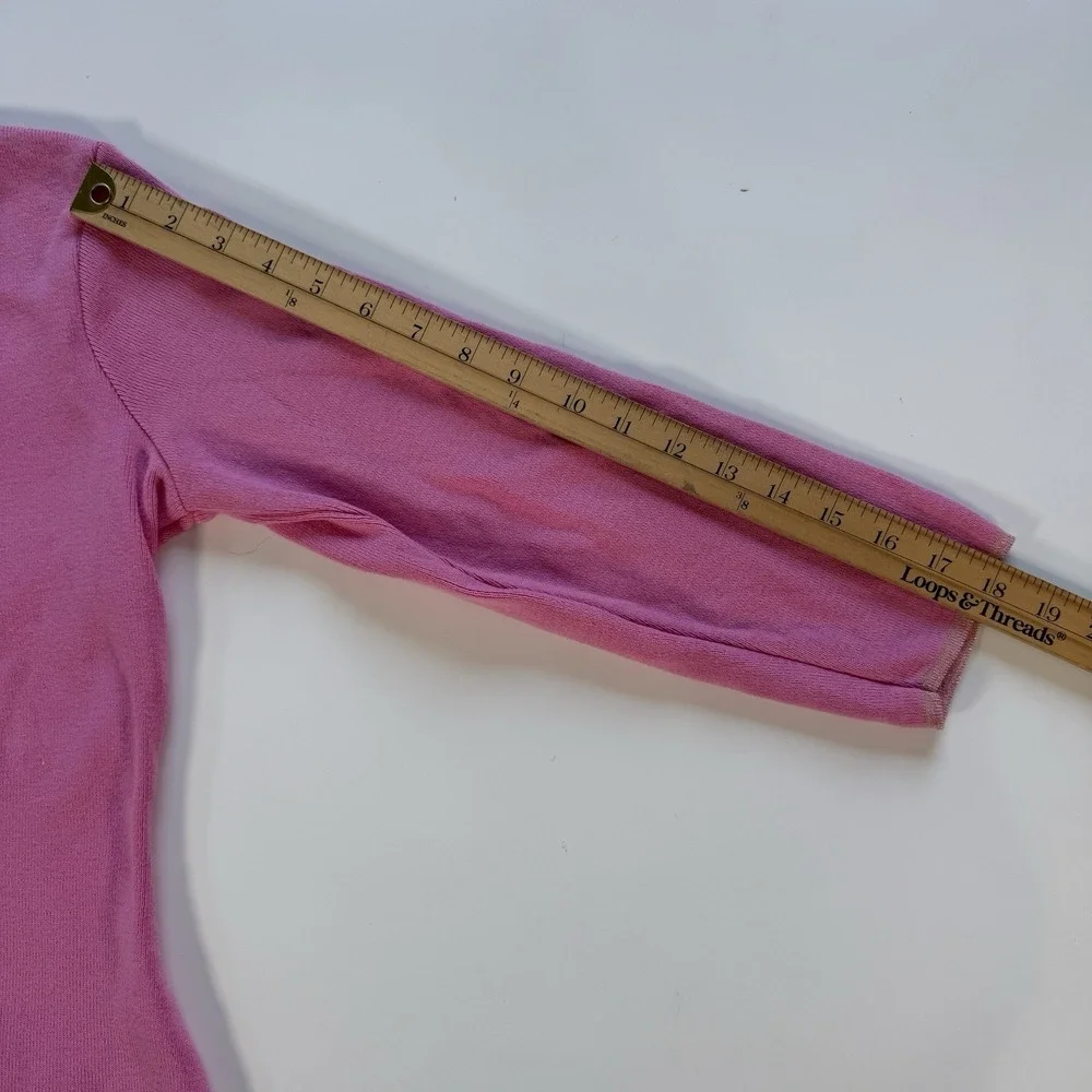 Laurie B. Button Front Cardigan Womens‎ Large *Fits Small Pink Metallic Trim USA